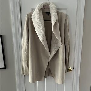 Tan and White Teddy Jacket Cozy and Stylish